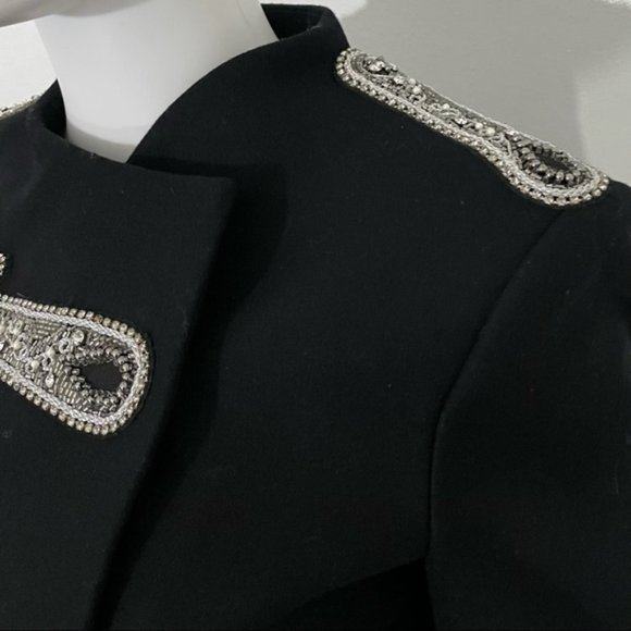 New Alice + Olivia wool military band embellished crop oversized blazer jacket - Picture 12 of 16
